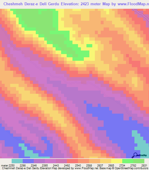 Cheshmeh Deraz-e Deli Gerdu,Iran Elevation Map