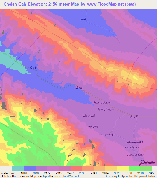 Cheleh Gah,Iran Elevation Map