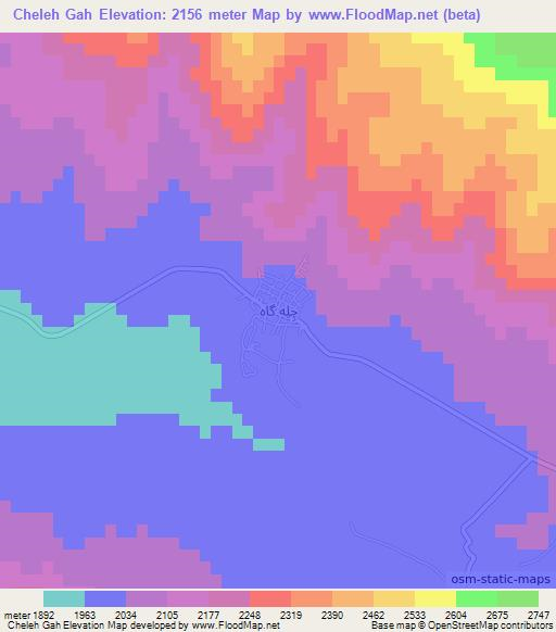 Cheleh Gah,Iran Elevation Map