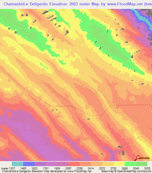 Chamanbid-e Deligerdu,Iran Elevation Map
