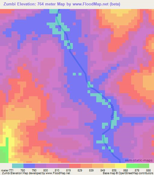 Zumbi,Angola Elevation Map