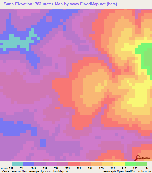 Zama,Angola Elevation Map