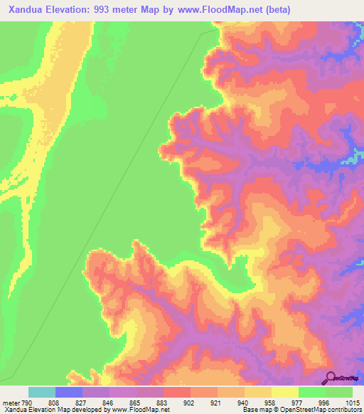 Xandua,Angola Elevation Map