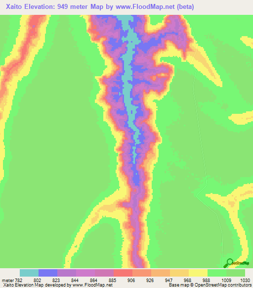 Xaito,Angola Elevation Map