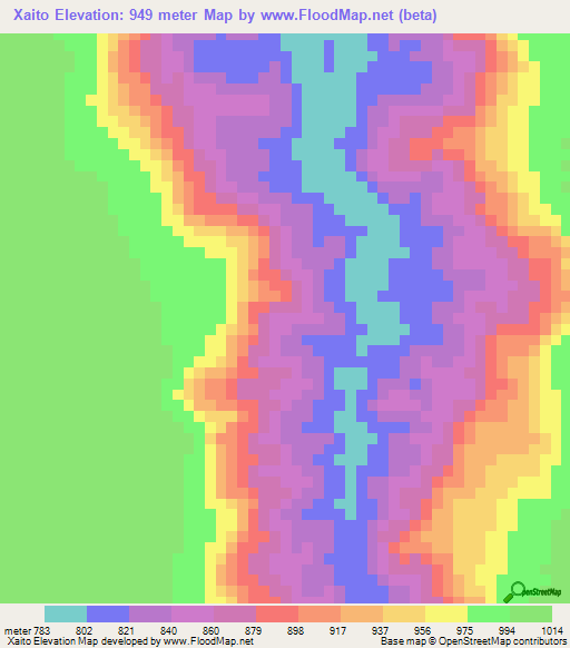 Xaito,Angola Elevation Map