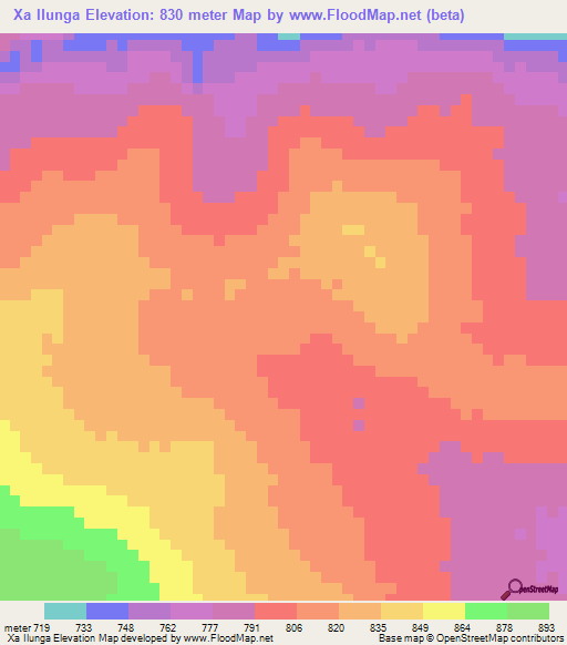 Xa Ilunga,Angola Elevation Map