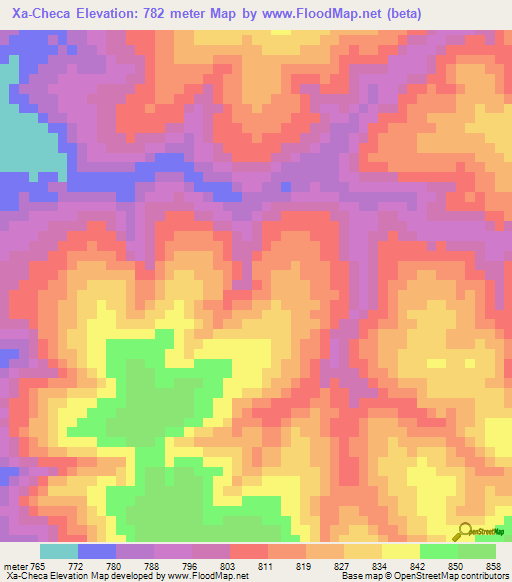 Xa-Checa,Angola Elevation Map