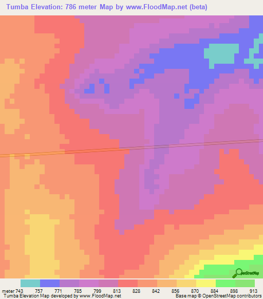 Tumba,Angola Elevation Map