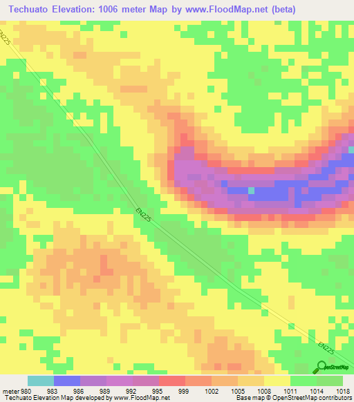 Techuato,Angola Elevation Map