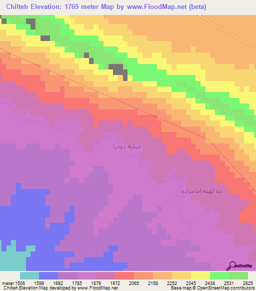 Chilteh,Iran Elevation Map