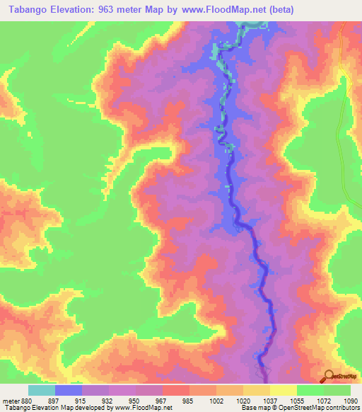 Tabango,Angola Elevation Map