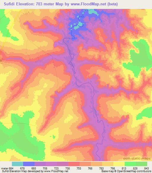 Sufidi,Angola Elevation Map