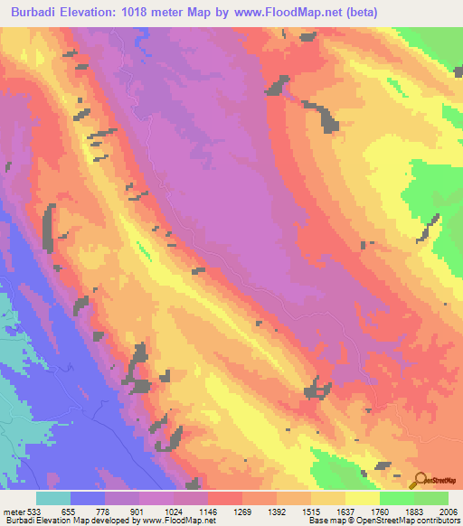 Burbadi,Iran Elevation Map