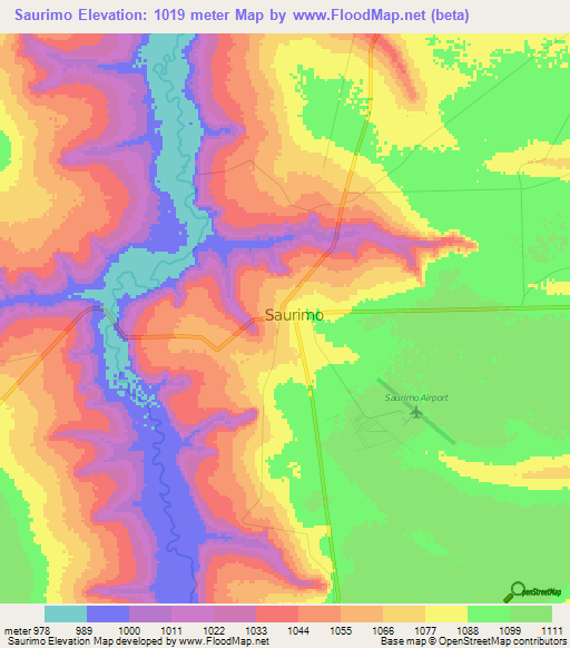 Saurimo,Angola Elevation Map