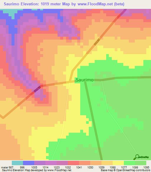 Saurimo,Angola Elevation Map