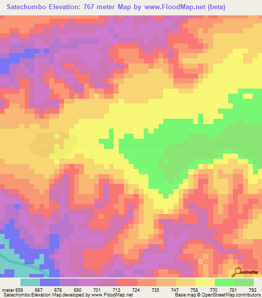 Satechombo,Angola Elevation Map