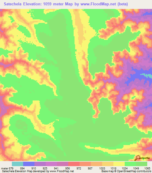 Satechela,Angola Elevation Map
