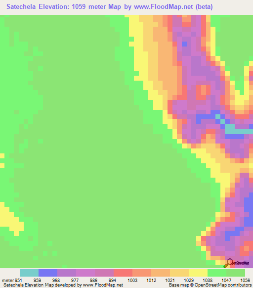 Satechela,Angola Elevation Map