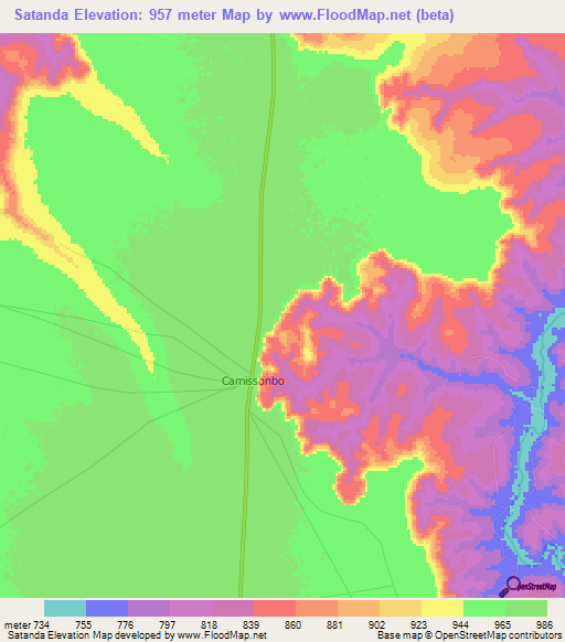 Satanda,Angola Elevation Map