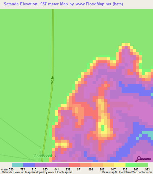 Satanda,Angola Elevation Map