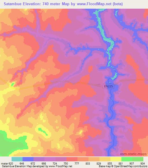 Satambue,Angola Elevation Map
