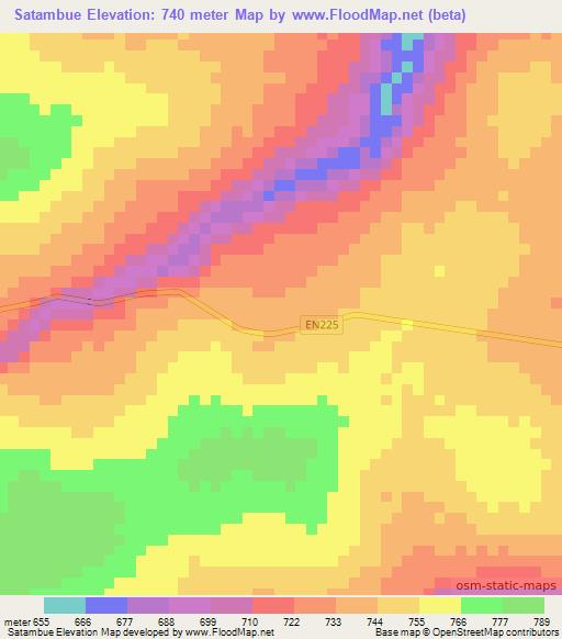 Satambue,Angola Elevation Map
