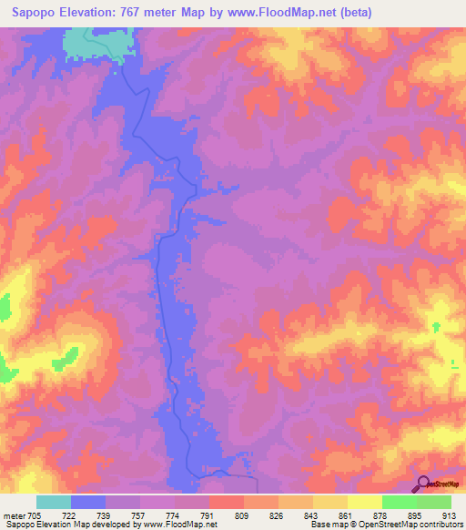 Sapopo,Angola Elevation Map