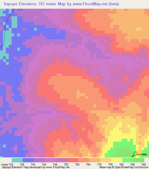 Sapopo,Angola Elevation Map