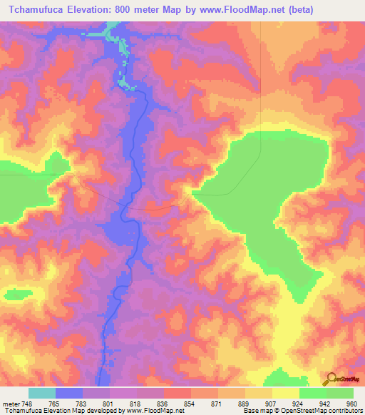 Tchamufuca,Angola Elevation Map