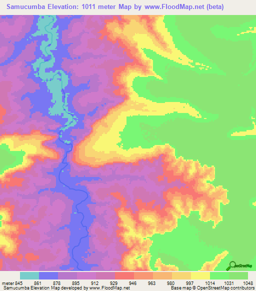 Samucumba,Angola Elevation Map