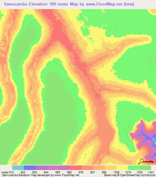 Samucambo,Angola Elevation Map