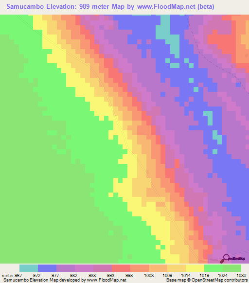 Samucambo,Angola Elevation Map
