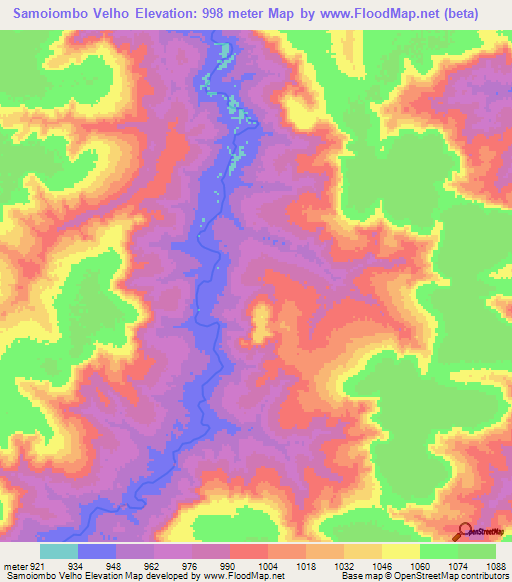 Samoiombo Velho,Angola Elevation Map