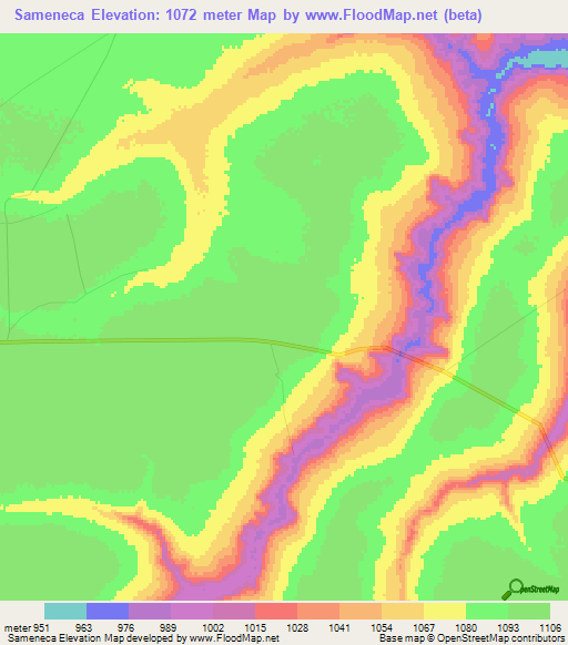 Sameneca,Angola Elevation Map