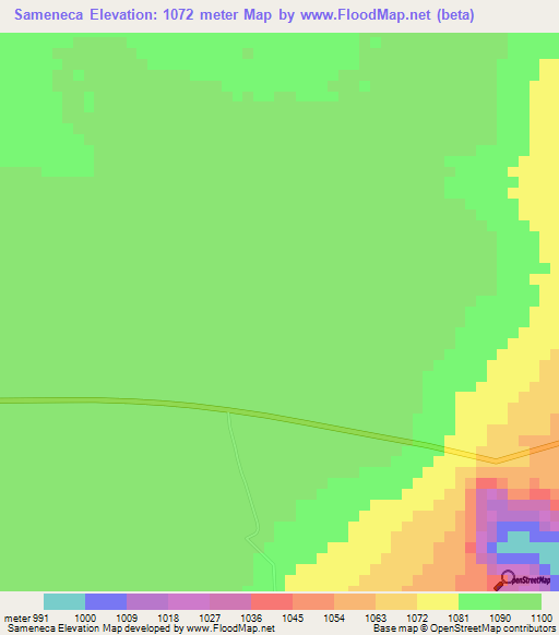 Sameneca,Angola Elevation Map