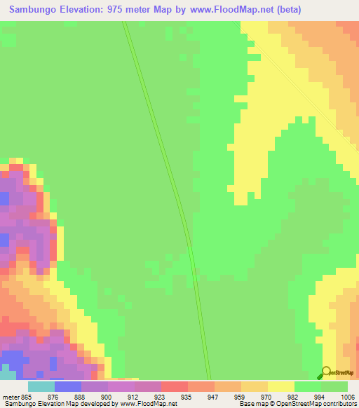 Sambungo,Angola Elevation Map