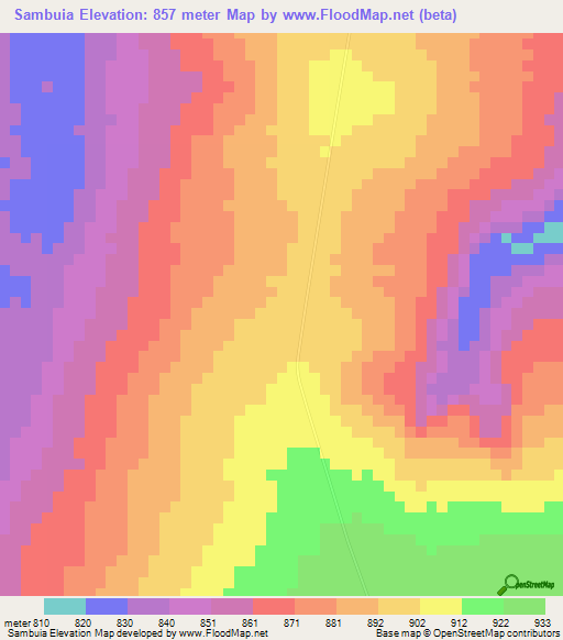 Sambuia,Angola Elevation Map