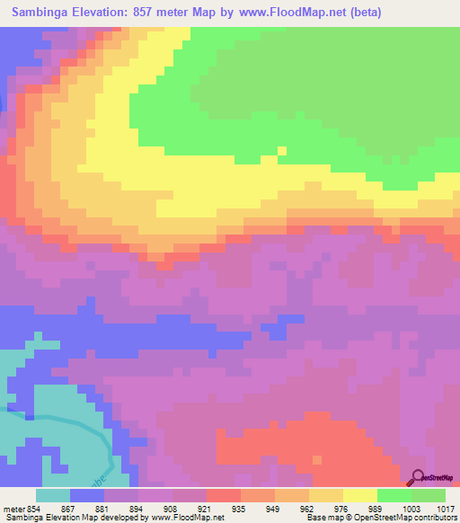 Sambinga,Angola Elevation Map