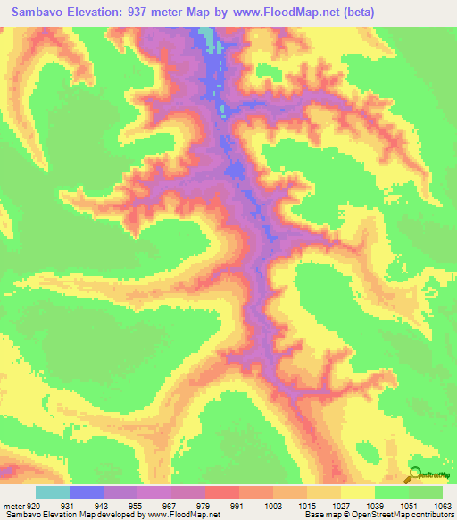 Sambavo,Angola Elevation Map