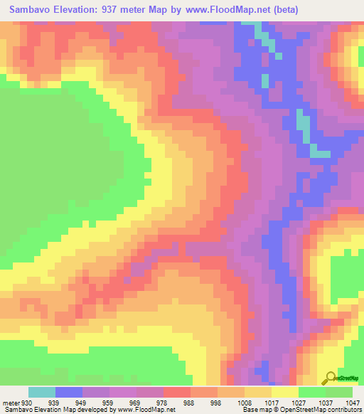 Sambavo,Angola Elevation Map