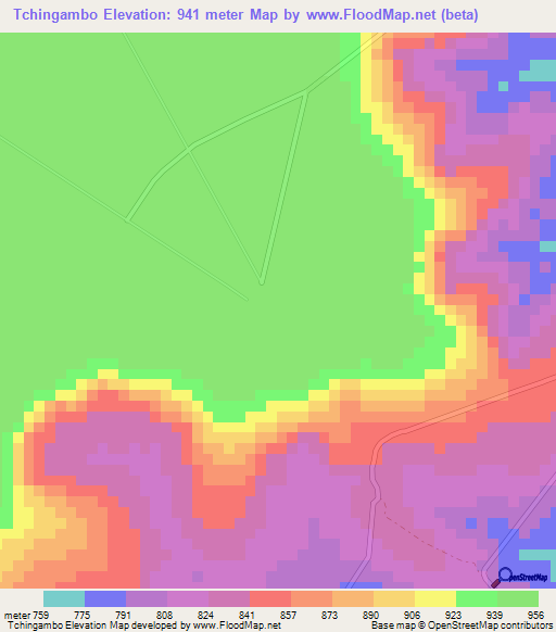 Tchingambo,Angola Elevation Map