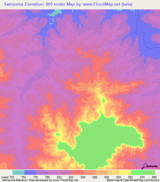 Samauma,Angola Elevation Map