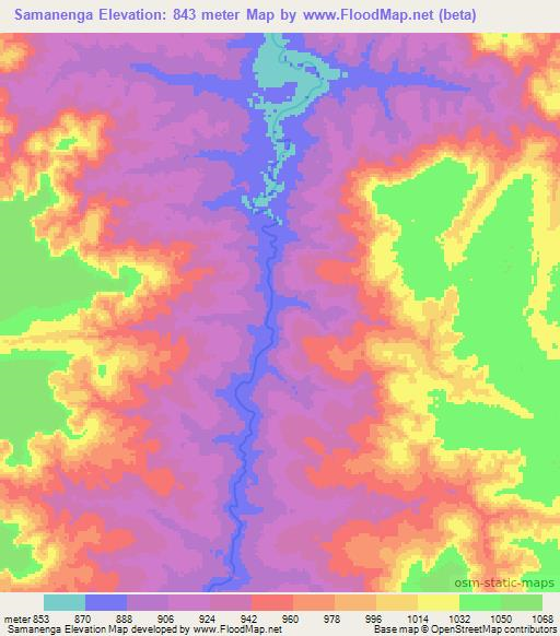 Samanenga,Angola Elevation Map