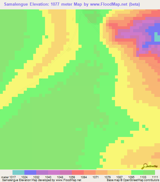 Samalengue,Angola Elevation Map