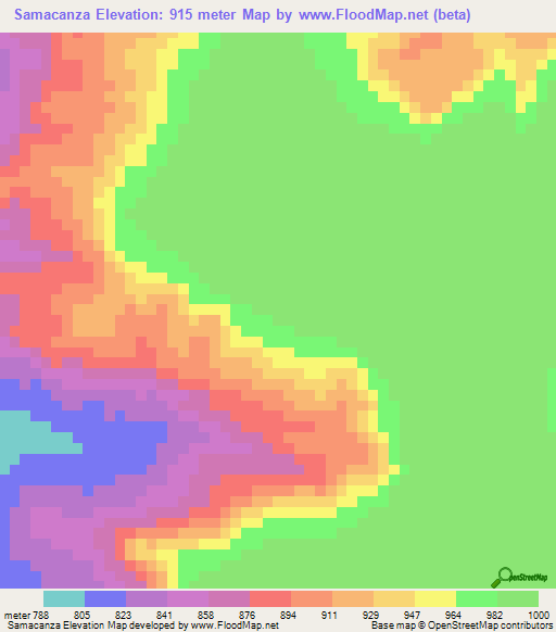 Samacanza,Angola Elevation Map