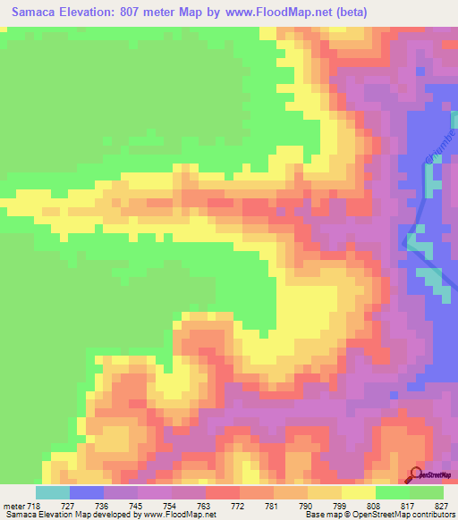 Samaca,Angola Elevation Map