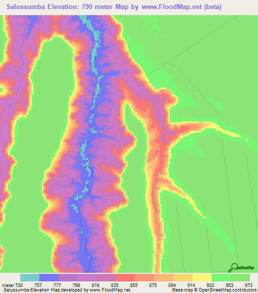 Salussumba,Angola Elevation Map
