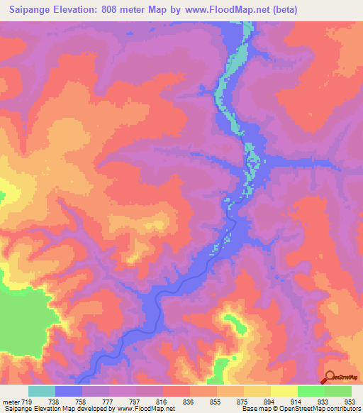 Saipange,Angola Elevation Map