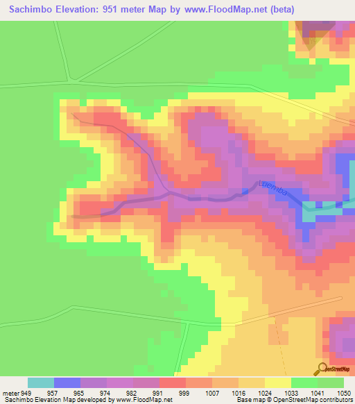 Sachimbo,Angola Elevation Map