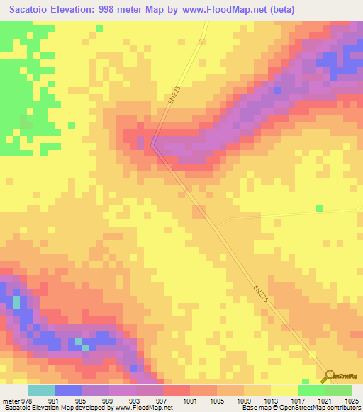 Sacatoio,Angola Elevation Map